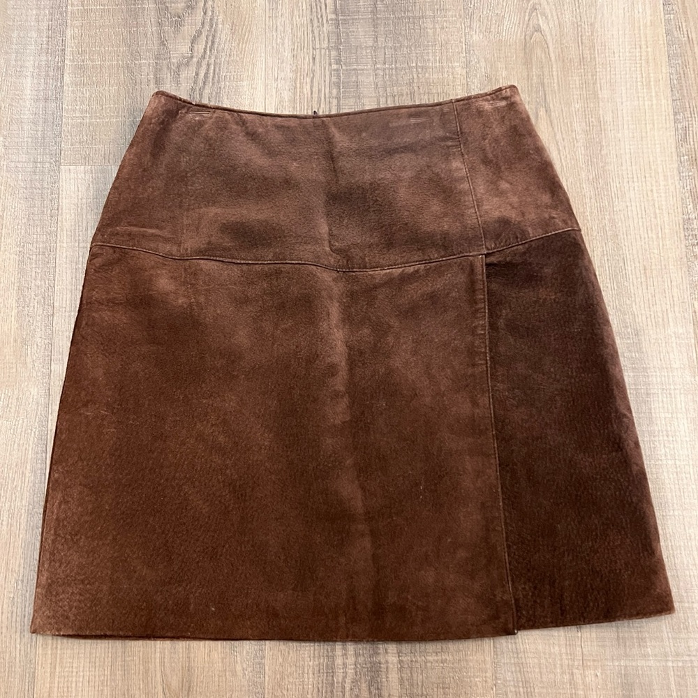 Vtg Erez Levy Leather Faux Wrap Mini Skirt